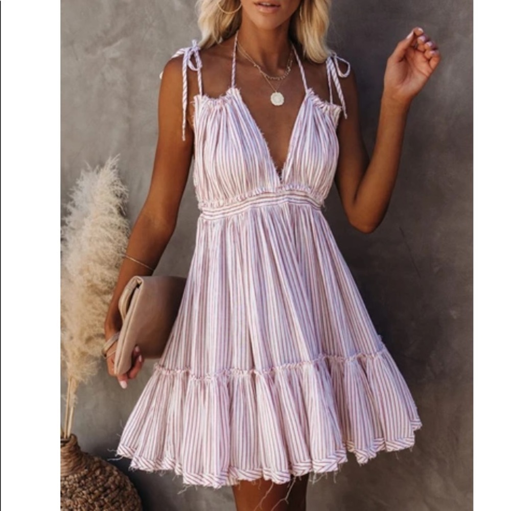 Vici Pink Stripe High Low Sundress